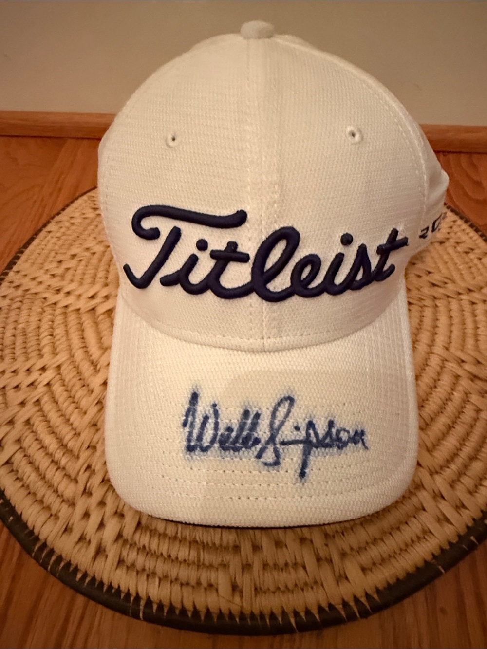Titleist Golf Hat Autographed By Webb Simpson White Tour Adjustable Cap Signed